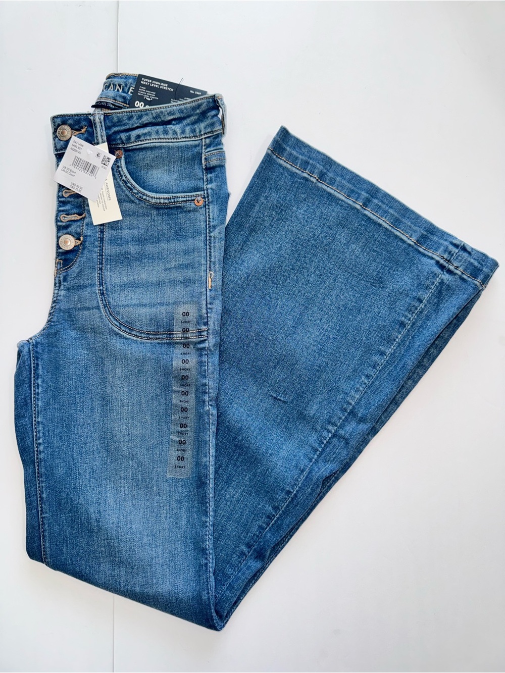 American Eagle Outfitters Super High-Rise Next Level Stretch Wide Leg Jeans - Picture 1 of 7